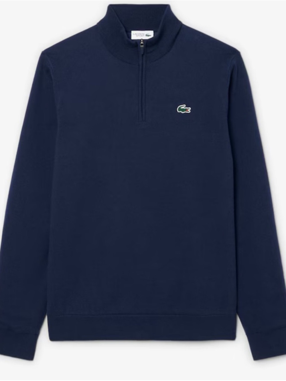 Lacoste Men's Navy Mock-Neck Half-Zip Sweater with Croc Logo